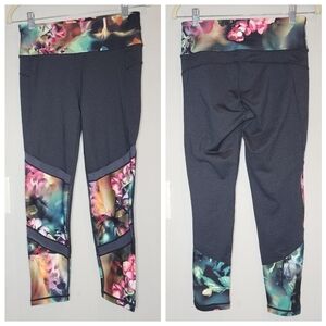 Nanette Lepore Grey Floral Mesh leggings b women's size medium.